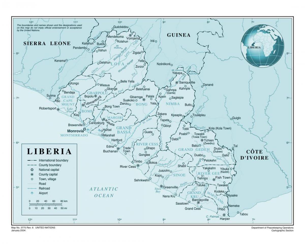 mapa Libérie letiště