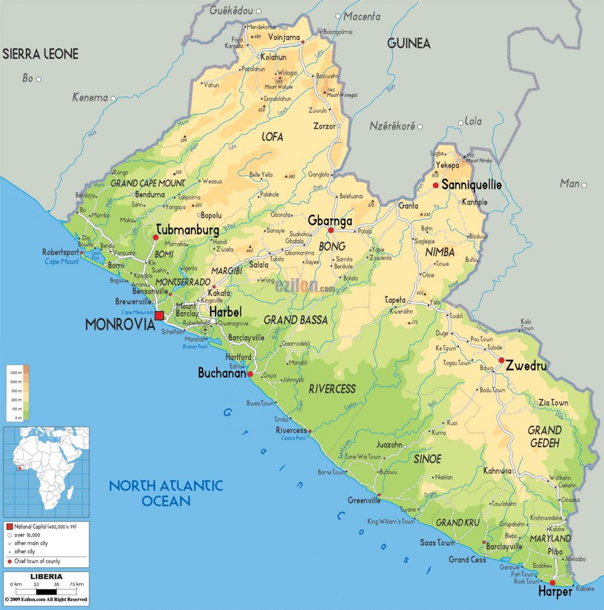 nakreslit mapu, Libérie