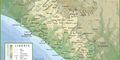 Nakreslete fyzická mapa Libérie