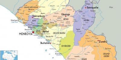 Mapa Libérie, země