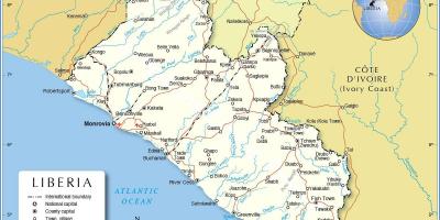 Mapa Libérie, západní afrika