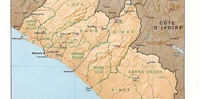 Nakreslete obrysovou mapu Libérie