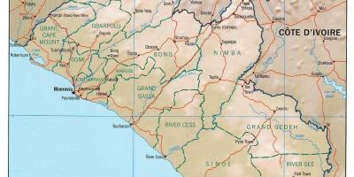 Mapa zeměpisná mapa Libérie